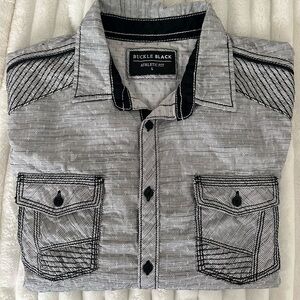 Buckle Black Gray Mens Shirt Size L NWOTS